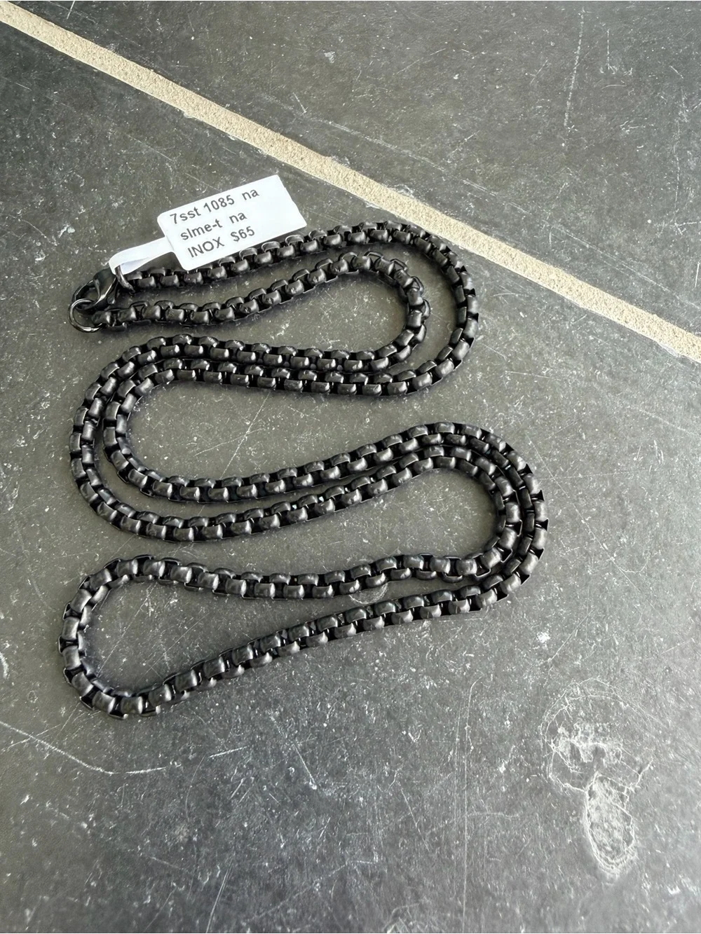 Black Stainless Steel Box Chain Necklace - INOX Men Accessories 24”
